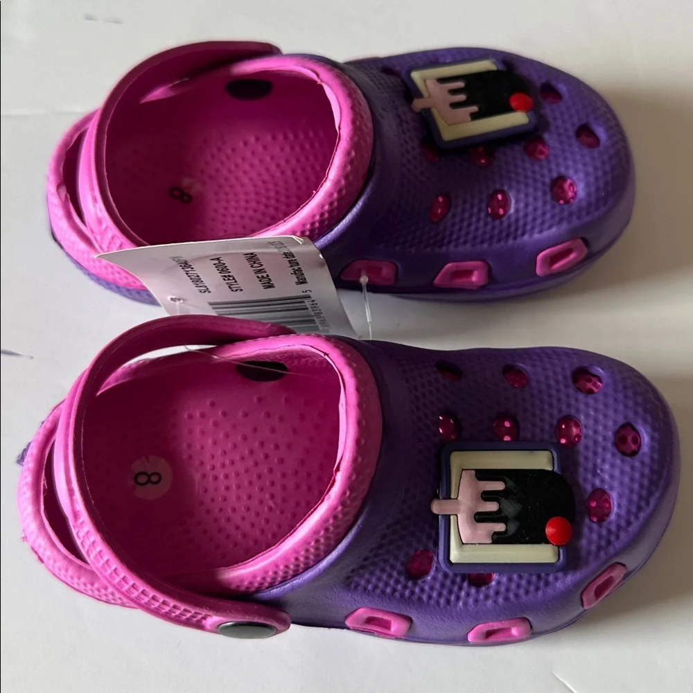 New Arrivals Boutique Girls Purple Clog Sandals Beach Cupcake Charm Size 6